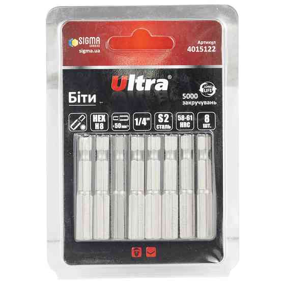Ultra Биты HEX 8×50мм ¼" 8шт S2 (блистер) ULTRA (4015122) Коломия