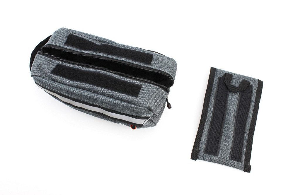 Сумка на раму з відділенням для смартфона 220х90х110мм, світловідбиваючі смуги, кріпл. на липучці, сіра Киев - изображение 3