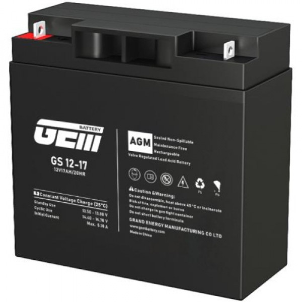 Аккумуляторная батарея GEM Battery 12V-17Ah, AGM, F1/F2, (GS 12-17) Киев - изображение 1