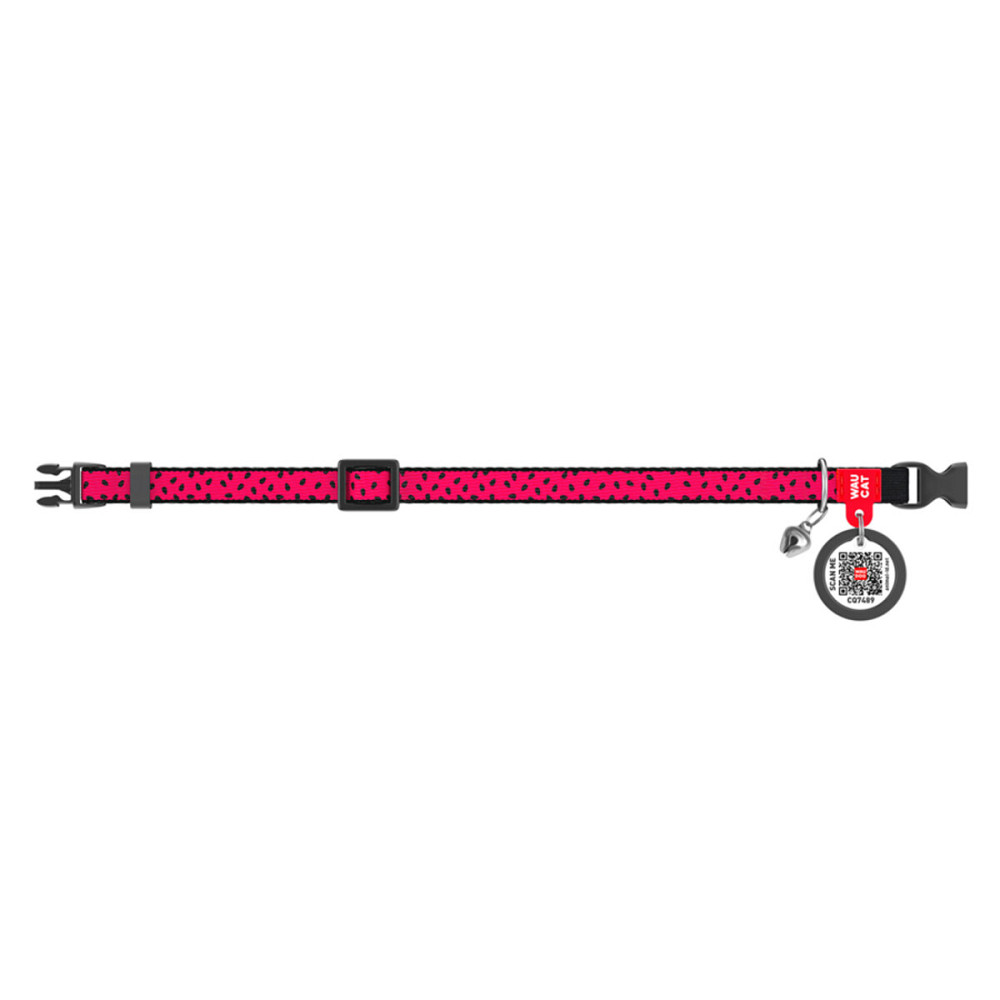 Ошейник для кошек нейлоновый WAUCAT Nylon с QR паспортом, рисунок 