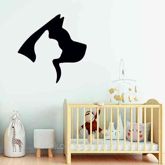 Декоративне настінне Панно «Кіт та Собака », Декор на стіну 90*90 см, Чорний Київ