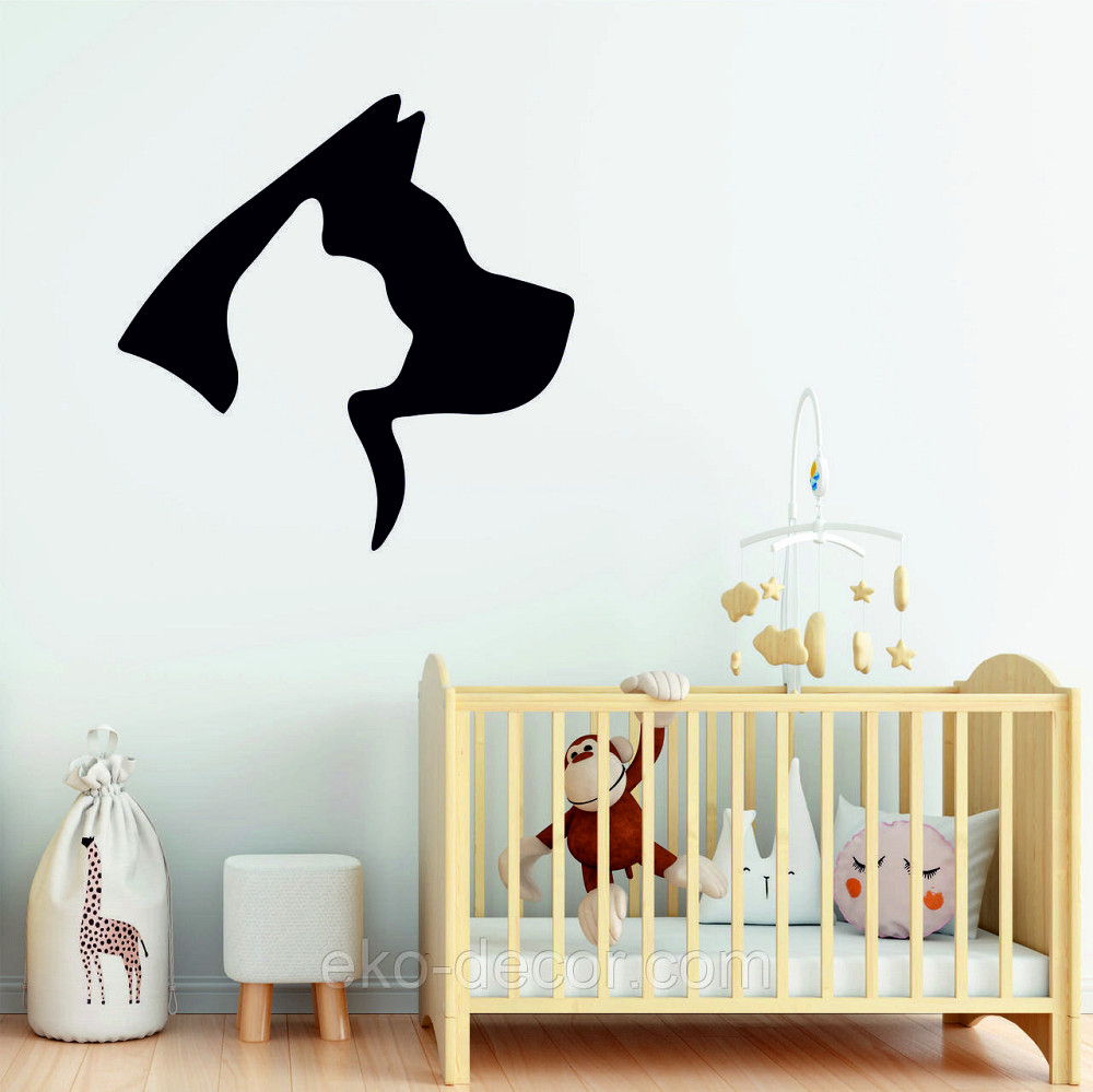 Декоративне настінне Панно «Кіт та Собака », Декор на стіну 90*90 см, Чорний Київ - фото 5