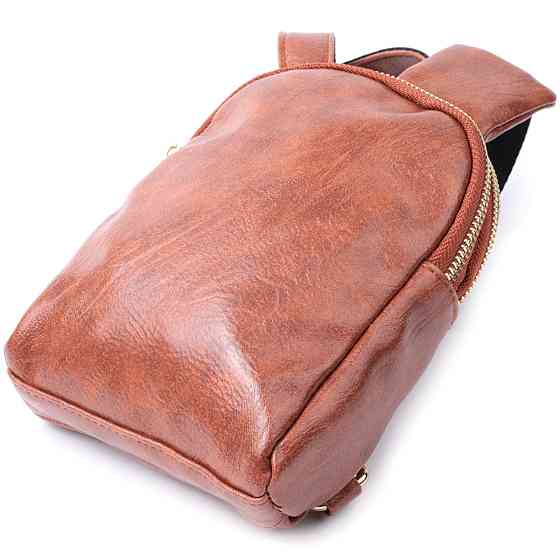 Компактна жіноча сумка через плече на два відділення з екошкіри Vintage 22783 Коричневий Київ