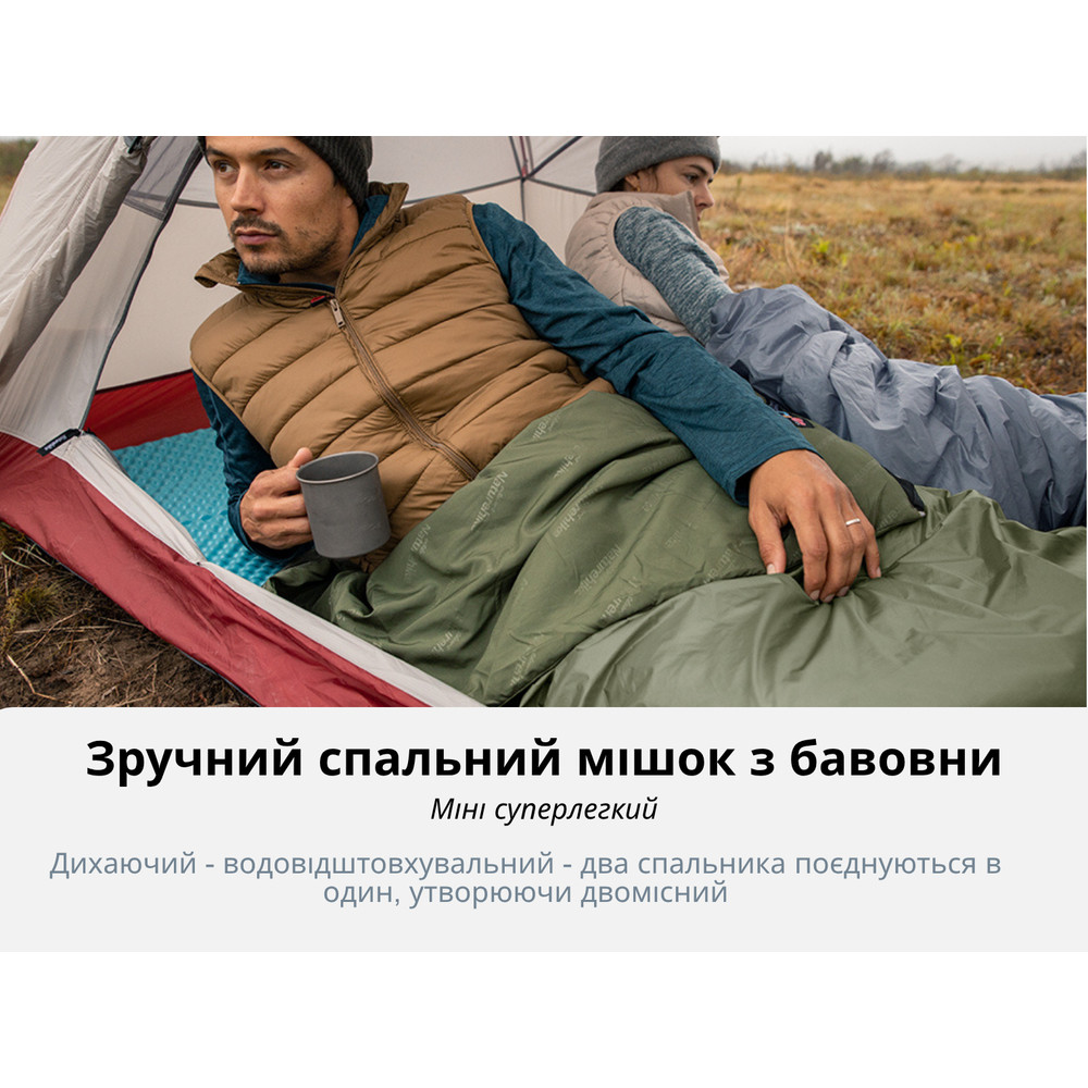 Спальний мішок Naturehike LW180 Mini NH21MSD04, правий, темно-зелений Киев - изображение 7
