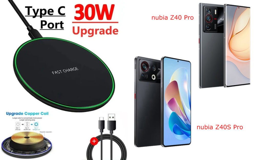Бездротовий зарядний пристрій Copper до 30W для nubia Z40 Pro, USB-C, LED Київ - фото 5