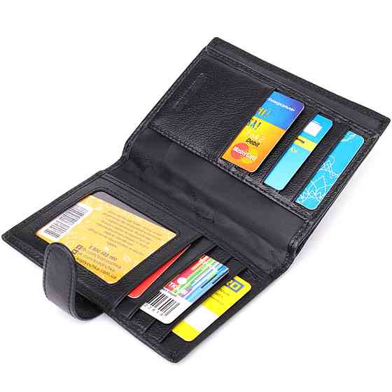 Містка обкладинка на документи унісекс з натуральної шкіри Чорний (ST Leather) Київ