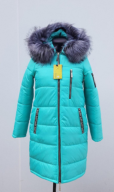 Теплая женская куртка зимняя с мехом на капюшоне. Цвет светлая мята. Киев - изображение 2