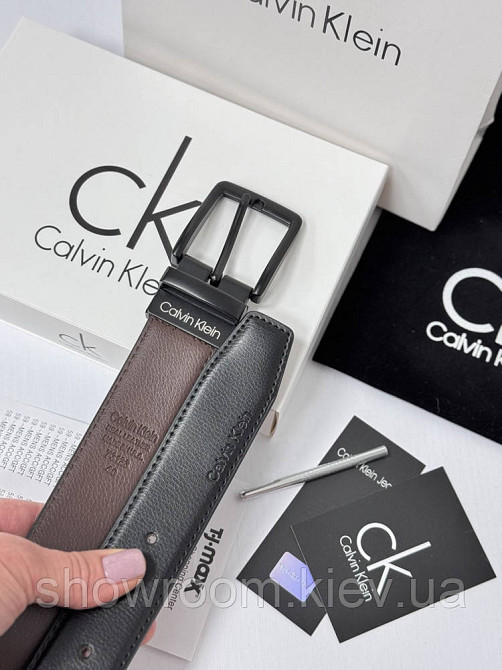 Двосторонній шкіряний ремінь у подарунковій упаковці (452) чорний/коричневий Київ - фото 7