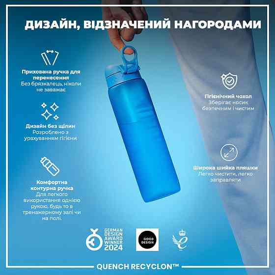 Пляшка для води ION8 1000 мл. (ЕКО пляшка) BPA Free, Blue Кам'янське