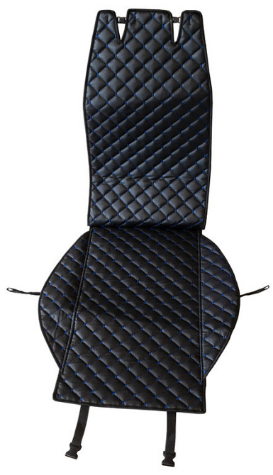 Накидка на сидіння передні (екошкіра) PolyteP, к-т (2 шт., синя строчка) Київ - фото 1