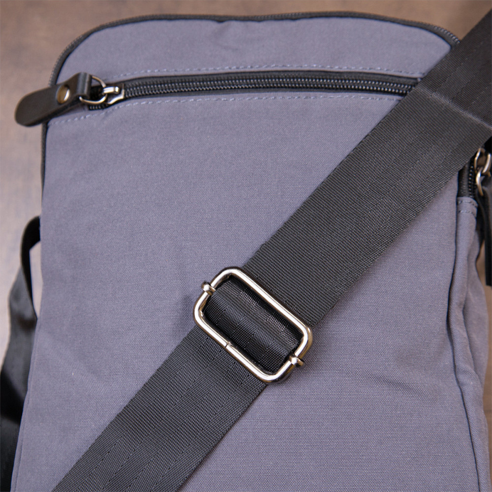 Універсальна текстильна чоловіча сумка на два відділення Vintage 20659 Графитовая Київ - фото 2