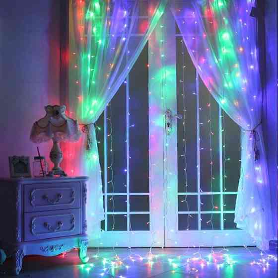 Светодиодная гирлянда-занавес Xmas 220В с Пультом ДК 200LED 2x2 м Разноцветная Киев