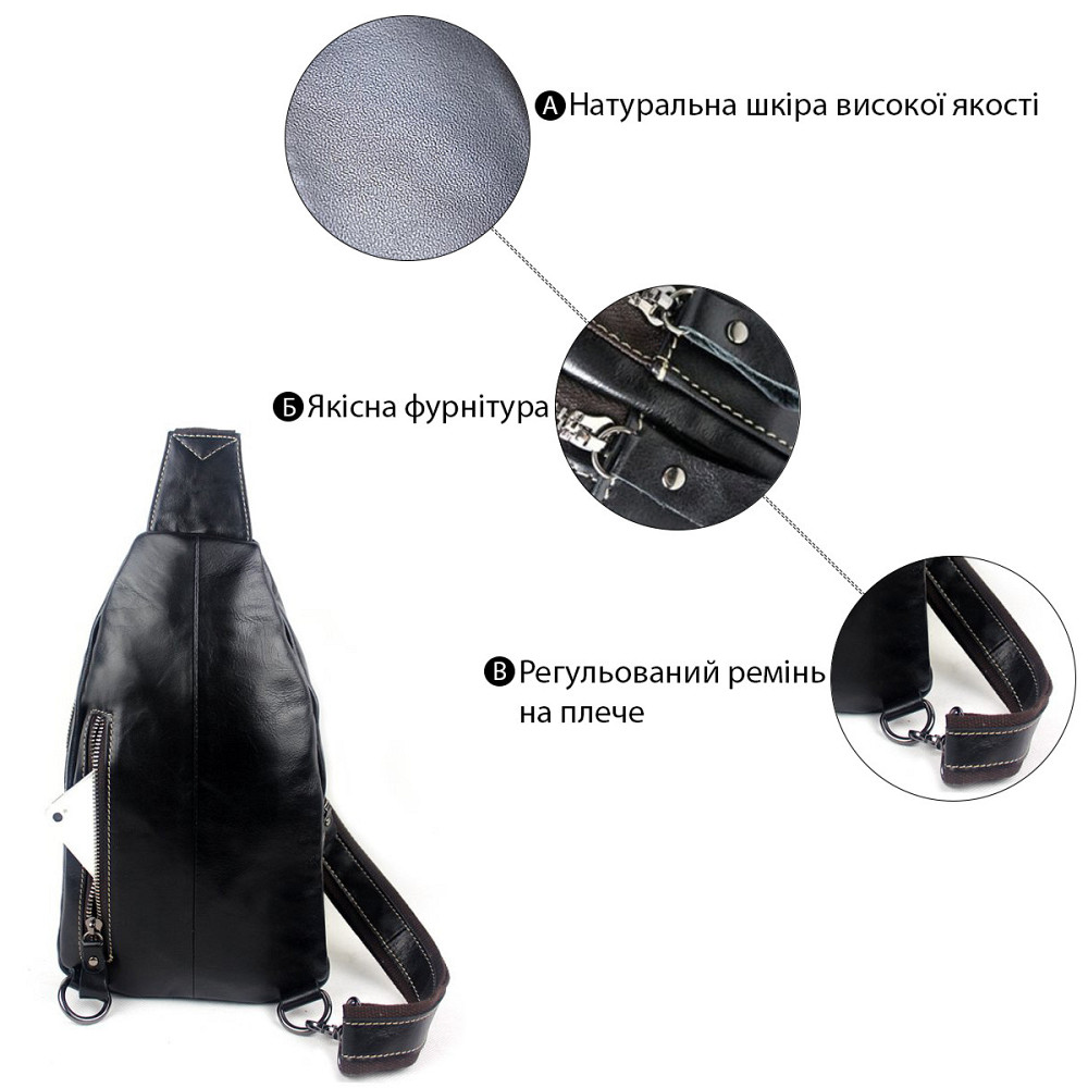 Сумка мужская на плечо Черная (Vintage) Киев - изображение 14