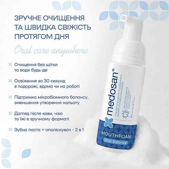 Пена для очистки и ежедневной защиты полости рта Oral Balance Medosan 80 мл Киев