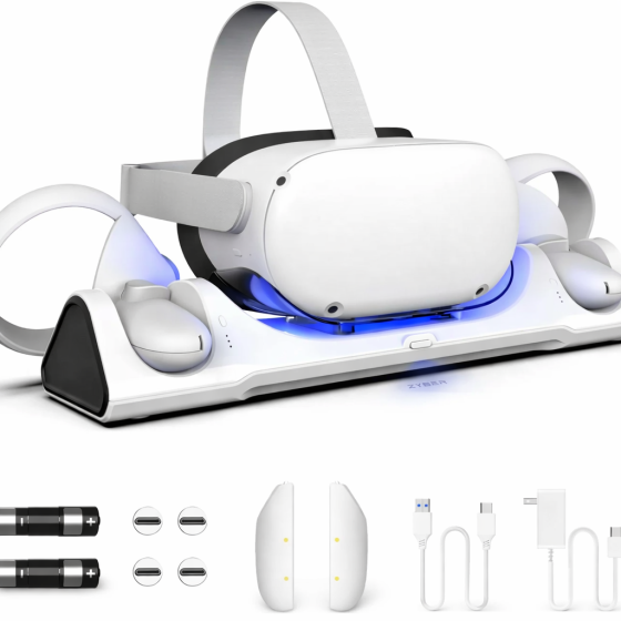 Зарядна док-станція ZYBER Charging Dock AL-Q016 для Meta Quest 2 біла підставка для VR гарнітури контролерів та Elite Strap Київ