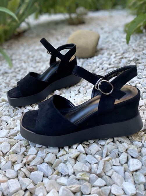 PLPS Босоніжки жіночі чорні PLPS -5 літні, еко-замша / Модні босоніжки на платформі р. 36-40 Коломия - фото 2