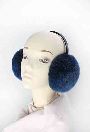 Наушники меховые детские из кролика Синий Харьков