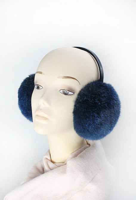 Наушники меховые детские из кролика Синий Харьков - изображение 1