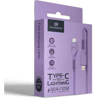 Дата кабель USB-C to Lightning 1.0m AR88 3A Purple Armorstandart (ARM65290) Винница