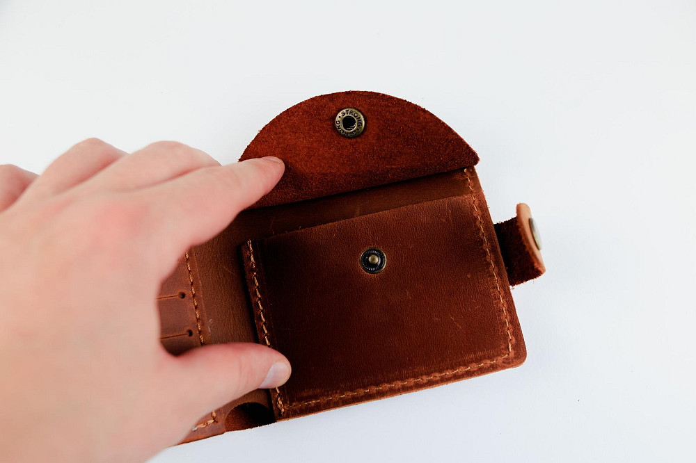 Класичний гаманець Skill із натуральної шкіри Crazy Horse SH117 (Світло-коричневий) Суми - фото 6