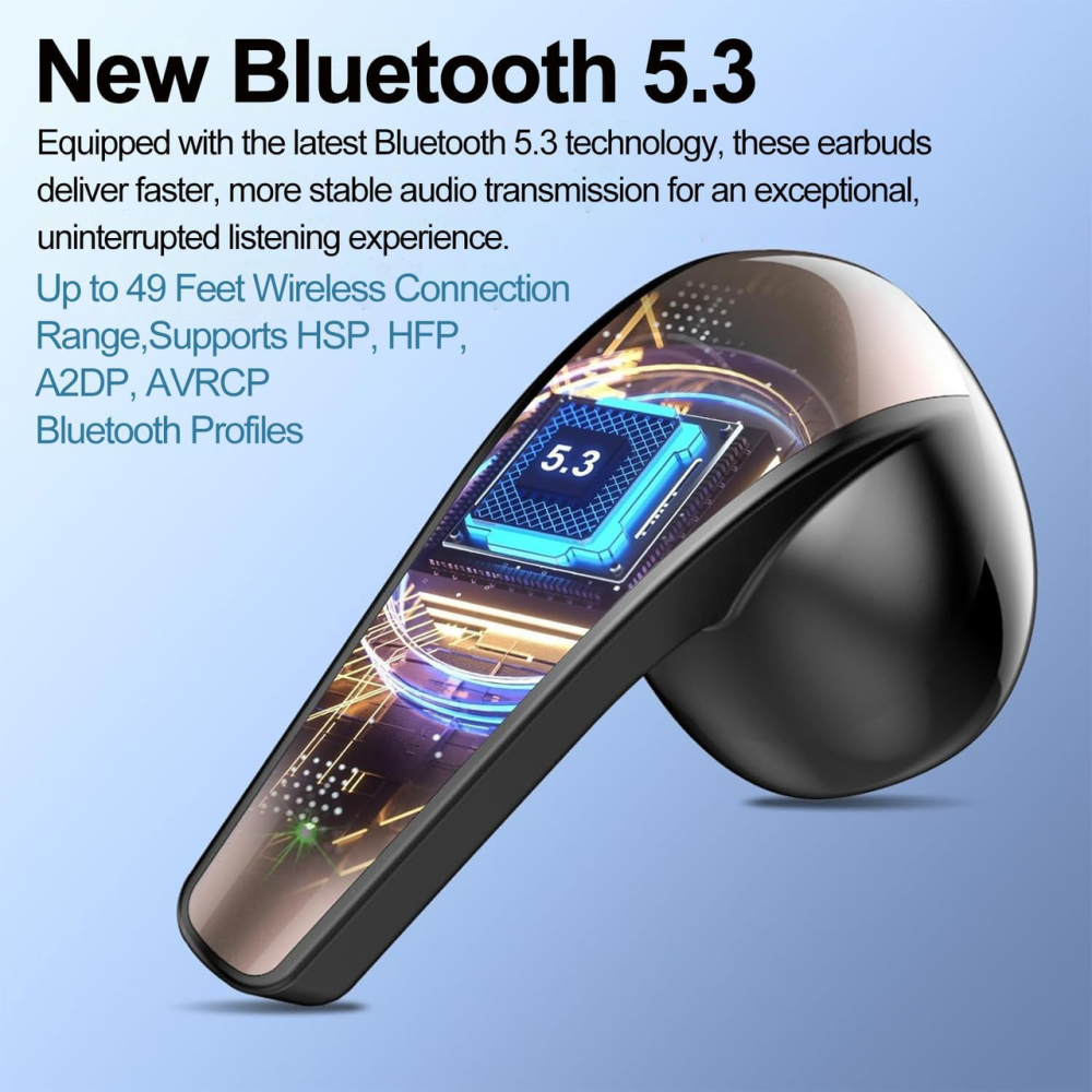 Беспроводные наушники Ordtop Bluetooth 5.3, внутриканальные, активное шумоподавление, IPX7, мини-чехол, черные Киев - изображение 9