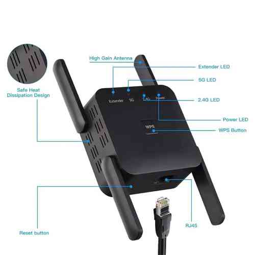 Беспроводной Wi-Fi репитер 1200Мбит/с 2.4/5ГГц, усилитель сигнала Fenvi AC1200 Вінниця