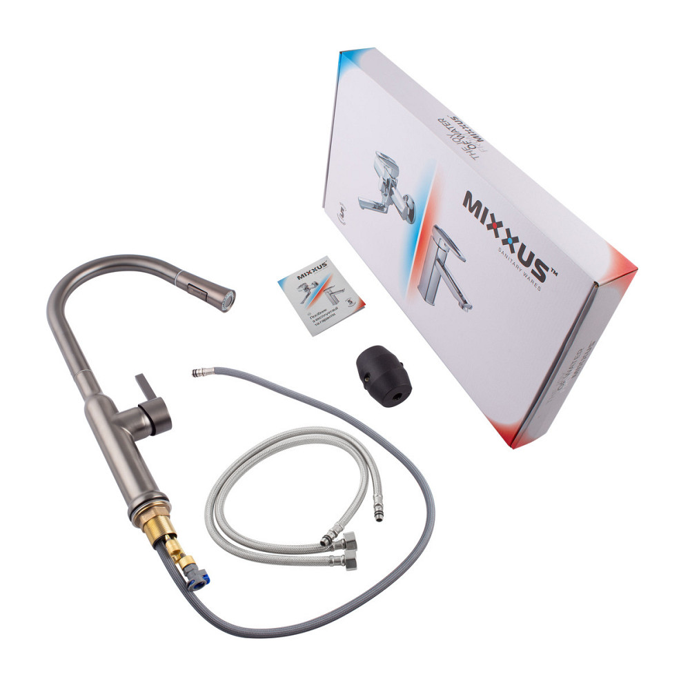 Кухонный смеситель с выдвижным изливом Mixxus Premium PULL 014 GRAPHITE (MI6959) Харьков - изображение 8