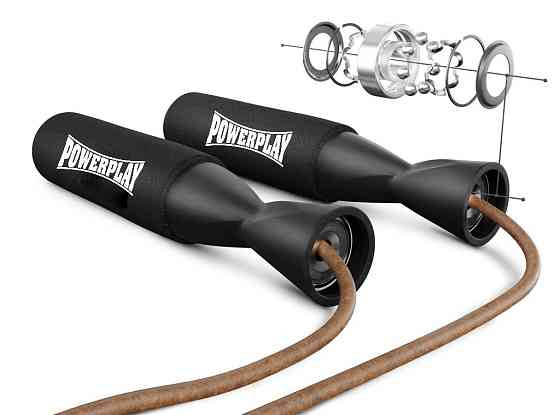 Скакалка шкіряна PowerPlay 4214 Leather Jump Rope Чорна 2.75 см. Київ