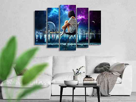 Модульна картина у вітальню / спальню Погляд на місто Art-374_5 ( 80х118см ) Київ