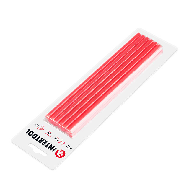 Комплект клейових стрижнів червоних, 7,4×200 мм, 12 шт. INTERTOOL RT-1044 Київ - фото 2