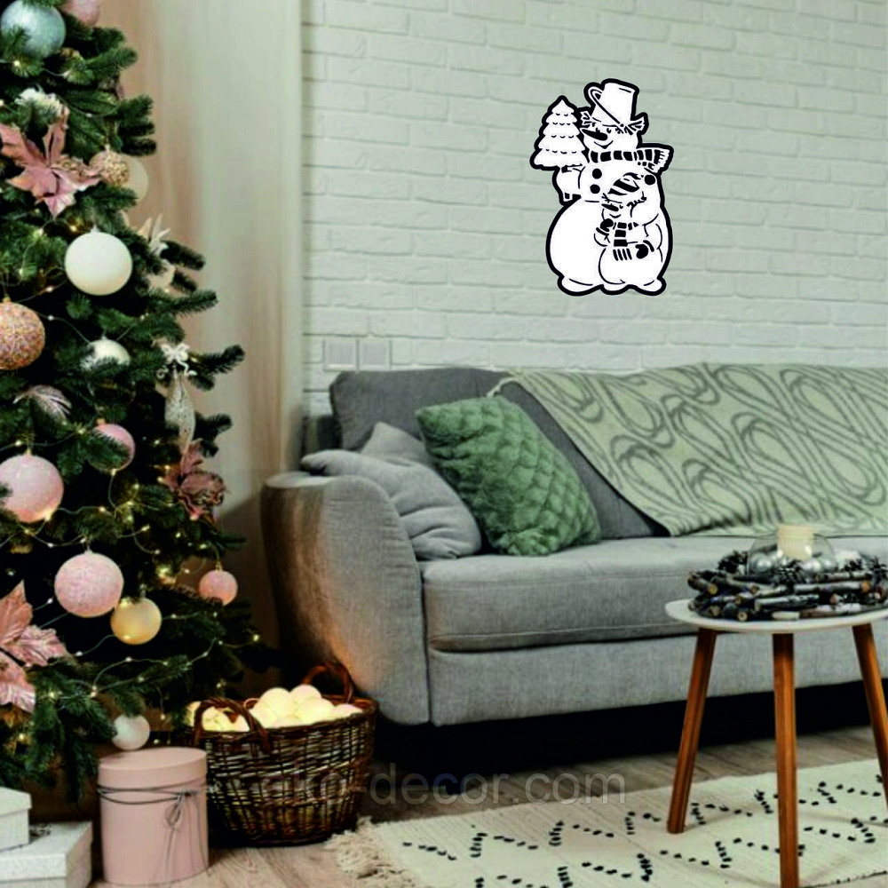 Декоративне настінне Панно «Сніговик», Декор на стену 90*58 см Київ - фото 4