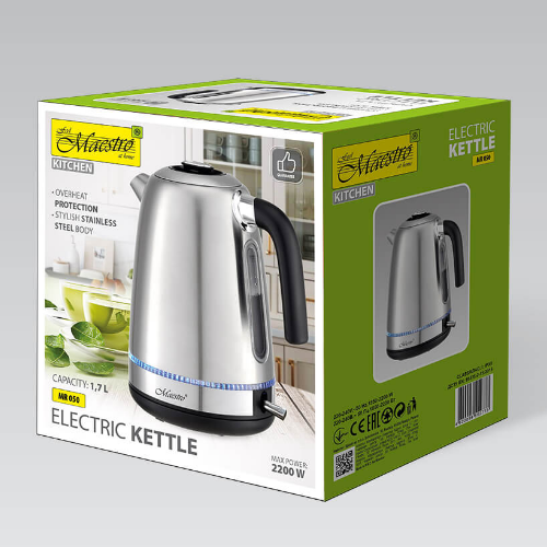 Електрочайник 1,7л 1850-2200W метал (диск) MR-050 Maestro Житомир - фото 4