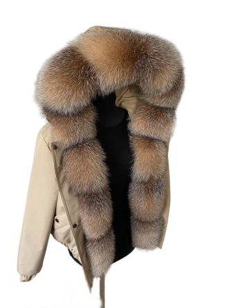 Бомбер женский с мехом блюфрост Бежевый 56 Харьков