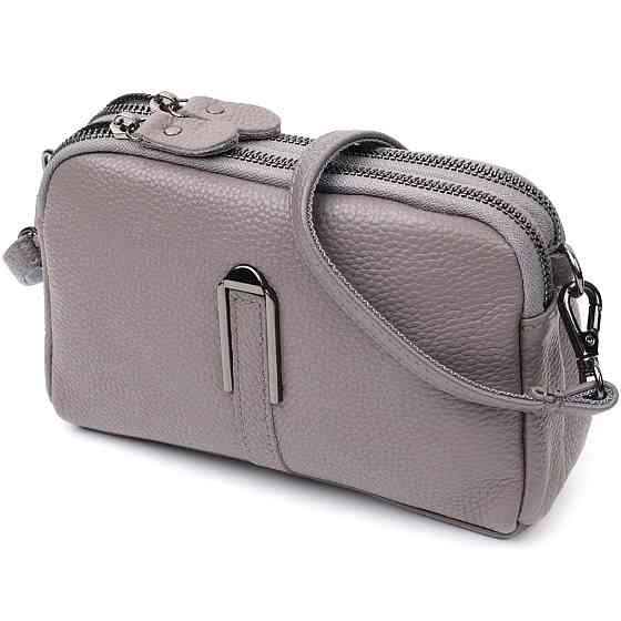 Сумка жіноча на два відділення з натуральної шкіри Сіра (Vintage) Київ