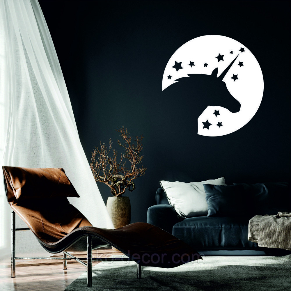 Декоративне настінне Панно «Єдиноріг», Декор на стіну 70*70 см, Білий Київ - фото 1