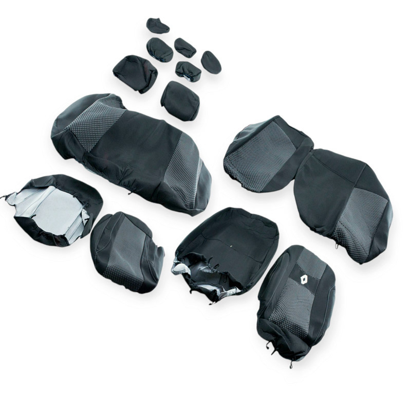 Чехлы renault logan mcv (5 мест) 2013-16 г универсал раздельная «ткань» черные салона Мукачево - изображение 1