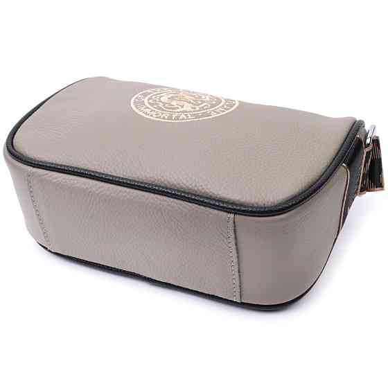 Красива жіноча сумка з вишивкою на лицьовій стороні з натуральної шкіри Vintage 22626 Сіра Київ