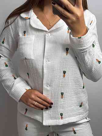 Женский комплект из натуральной ткани Морковка, Молочный, M-L Харьков