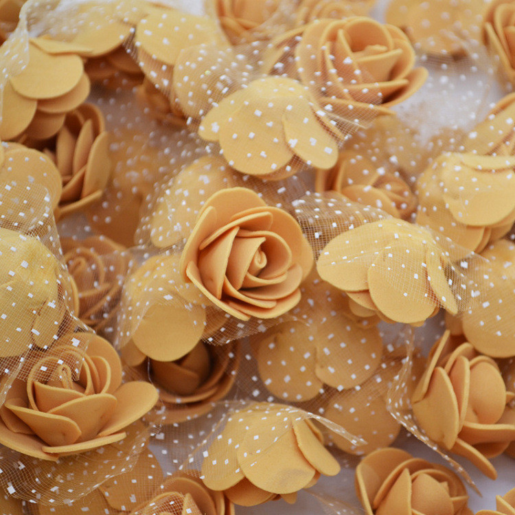 Головки квітів для рукоділля з фатином 50 штук 3 см кавовий Київ - фото 1