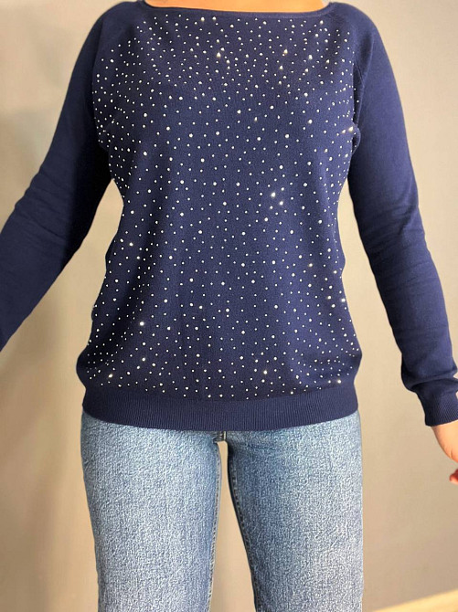Джемпер женский ACCORDDREAM 9067 тонкий свитер россыпь камней, темно-синий, one size Киев - изображение 6