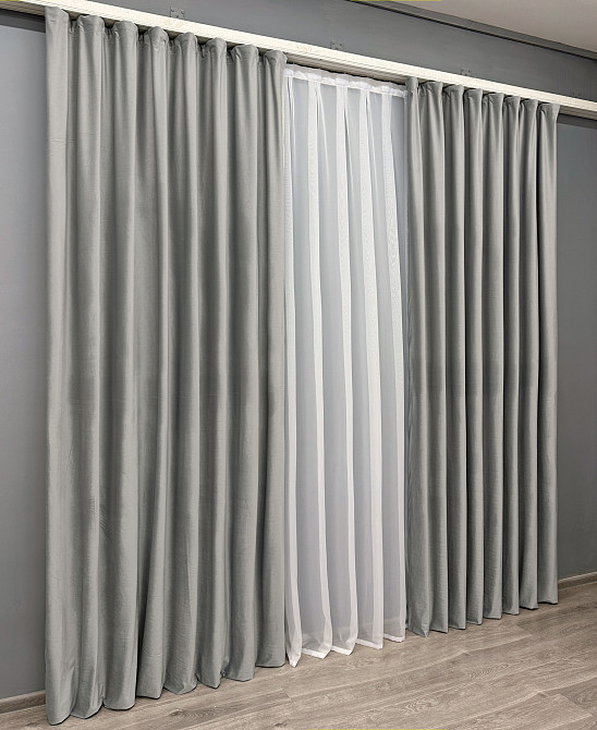 Комплект готовых штор VR-Textil Бархат № 1765ш Светло-серый 200х290 см 2 шт (32-279) Киев - изображение 3