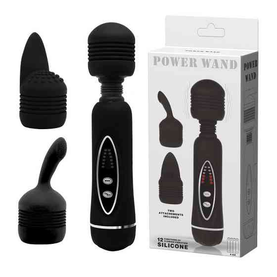 Вібратор зі змінними насадками - Power Wand Massage Kit Black Sex Aura Київ