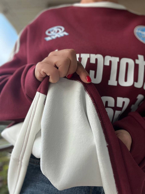 Свитшот женский W 9271 оверсайз широкий покрой надпись лампа утепленная на меху, бордовый, one size Киев - изображение 19