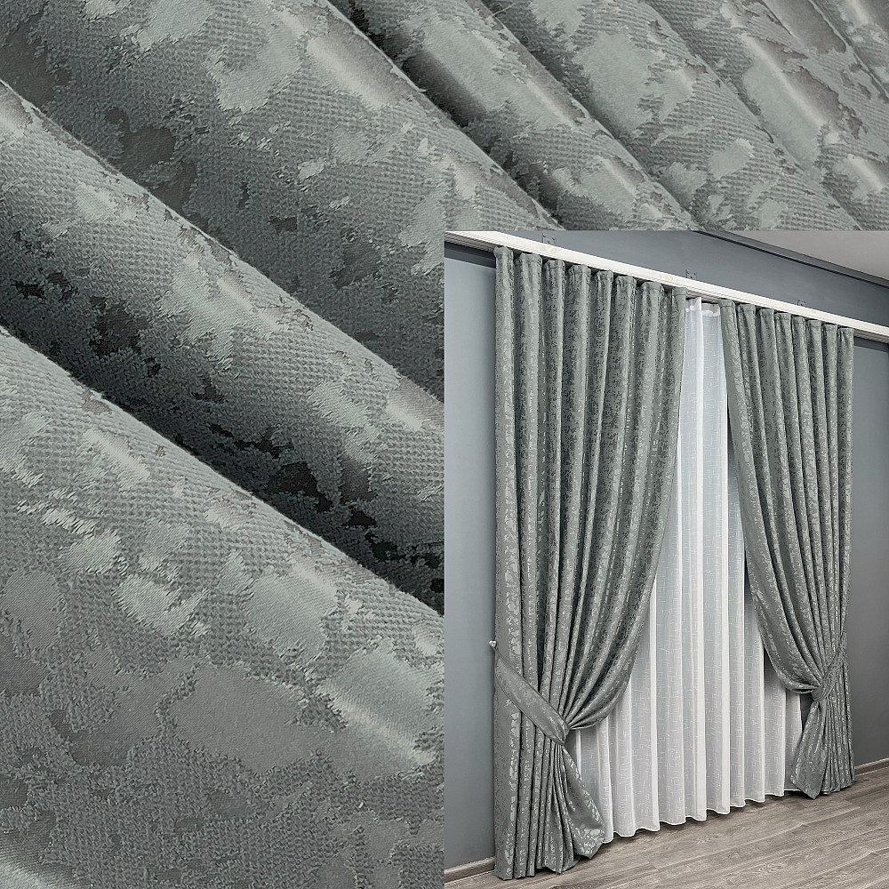 Комплект готових штор VR-Textil Льон мармур Pavliani ХО № 1264ш Сірий 100х280 см 2 шт (31-162) Київ - фото 17