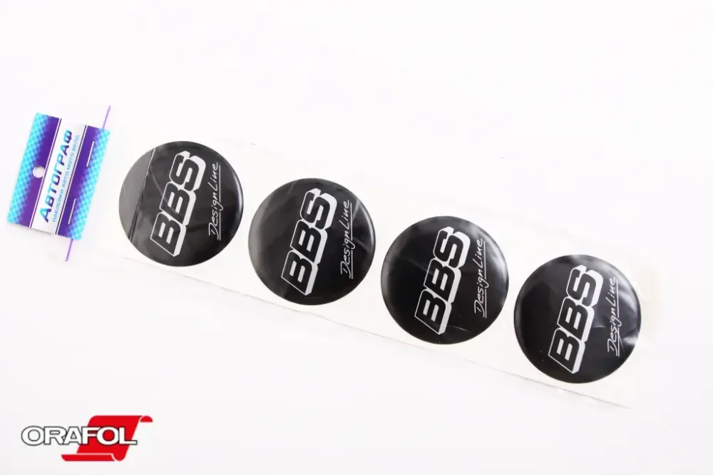 Наклейка на колпак 55мм силикон BBS Design Line черная Автограф (4 шт.) Винница - изображение 1