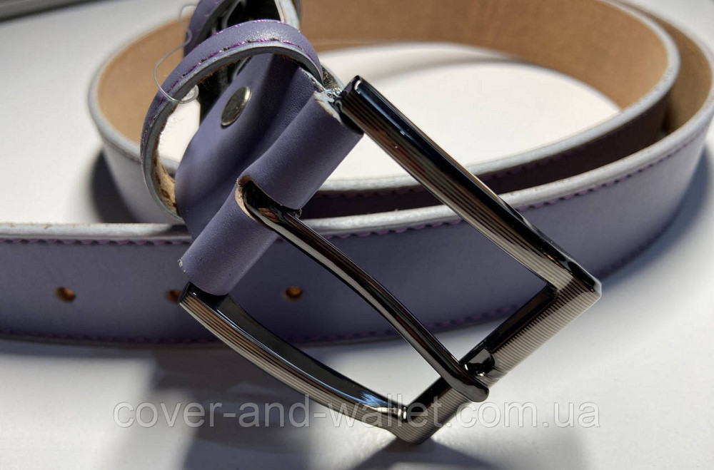 Стильний жіночий ремінь фіолетового кольору з натуральної шкіри 35мм PS Leather Київ - фото 5