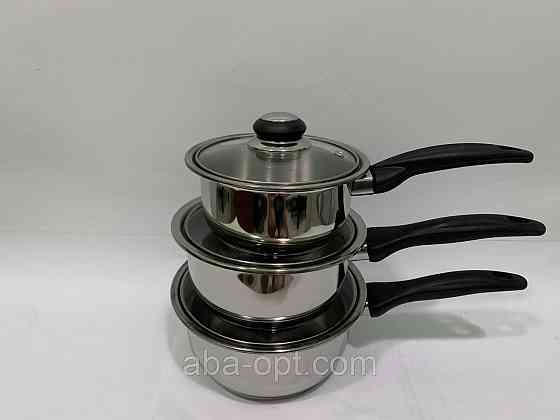 Набор сотейников Зебра из нержавеющей стали V 1.1\1.75\2.3 л Ø 16\18\20 см ( 3 шт ).Aba-Opt Одесса