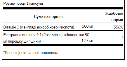 Витамин С с Шиповником Swanson Vitamin C with Rose Hips 500 mg - 100 caps Киев