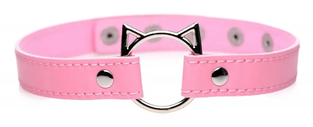Чокер Master Series Kinky Kitty Ring Slim Choker - Pink Львов - изображение 1