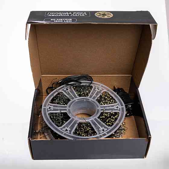 Garlando Новорічна гірлянда кімнатна роса Хвойна лапа 50 м 1500 LED зелений провід Жовте сяйво Київ